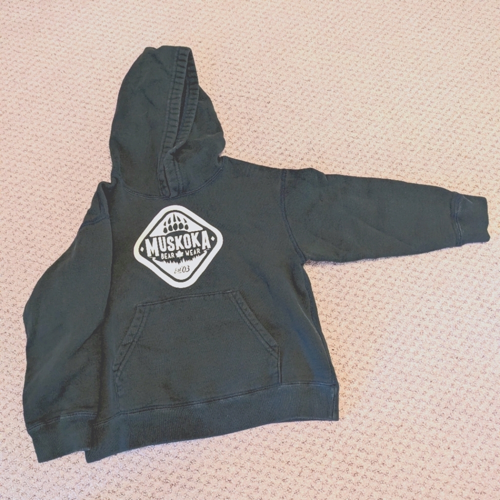 Kids Dark Green Muskoka Bear Wear Hoodie